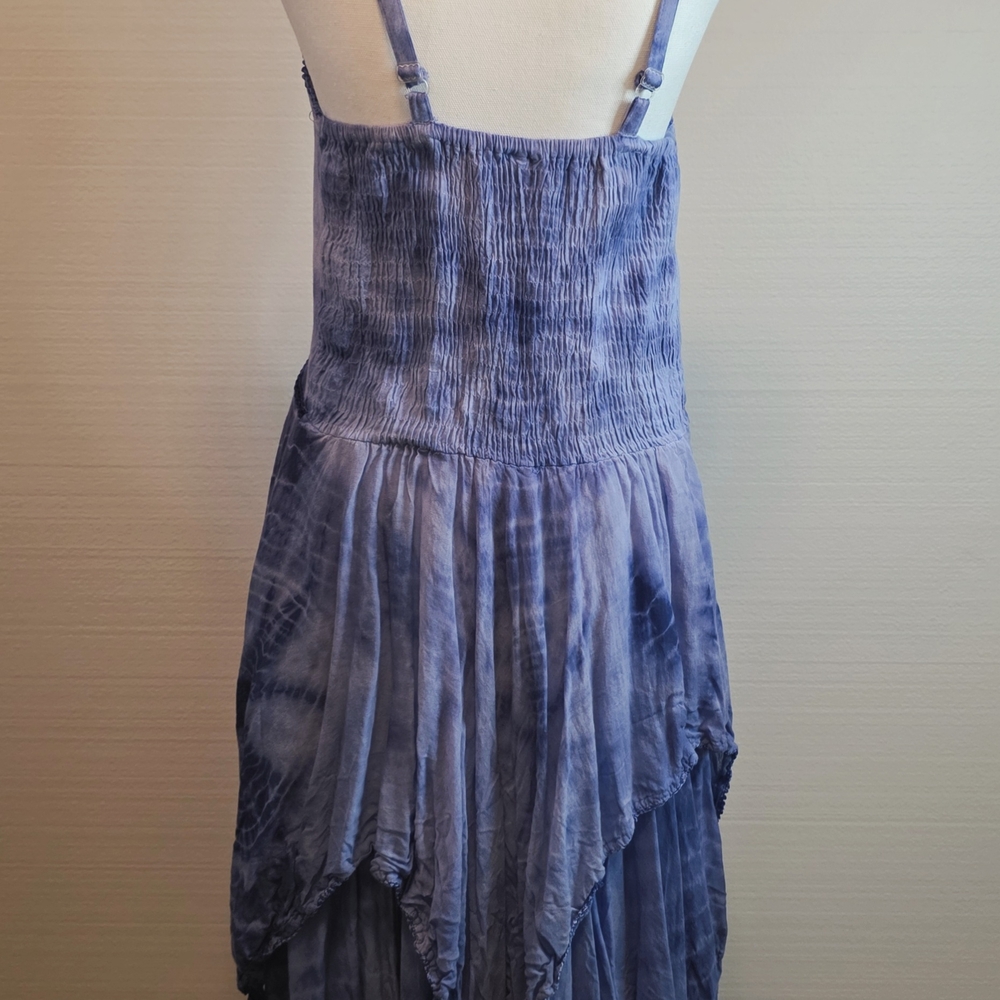 EUC- NEVER WORN! Blue Tie-Dye Spaghetti Strap Dress By Wevez - Picture 2 of 9